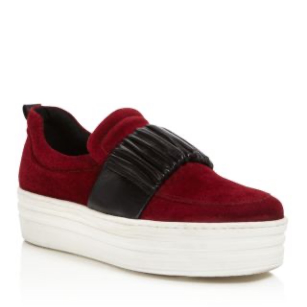 Daniella Legavi Boston Burgundy/Red and Black Platform Slip-On Shoes Sneakers 8